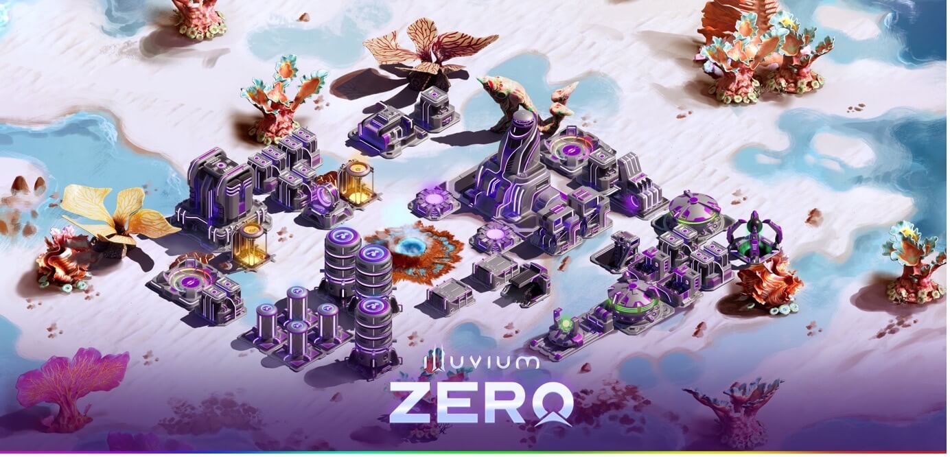 concept art featuring a top down view of illuvium buildings on the illuvium zero game